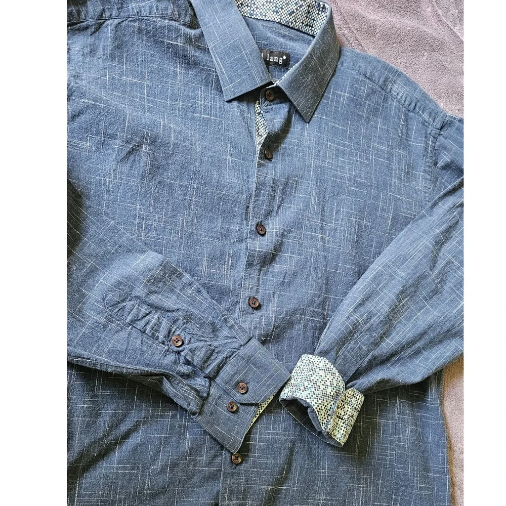Jared Lang Button Down Shirt Long Sleeve Patterned Casual Men's XL - Picture 7 of 9